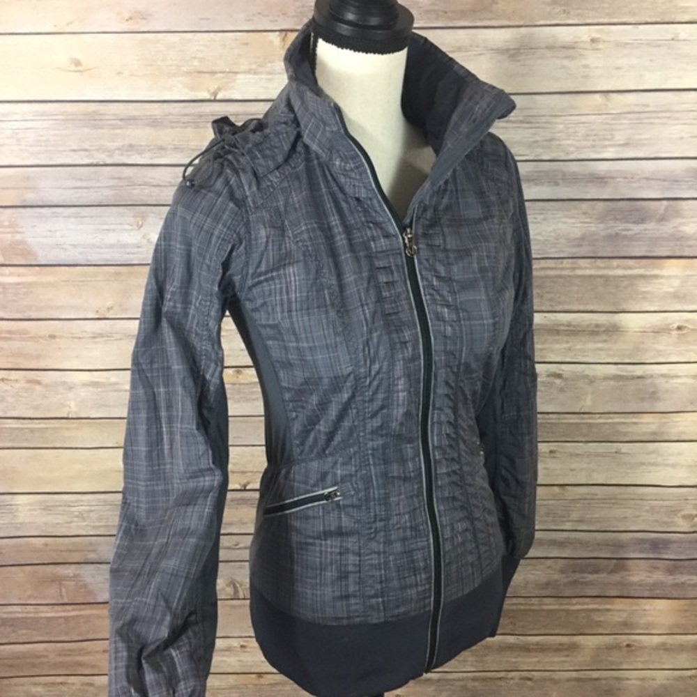 Lululemon zip up grey plaid jacket